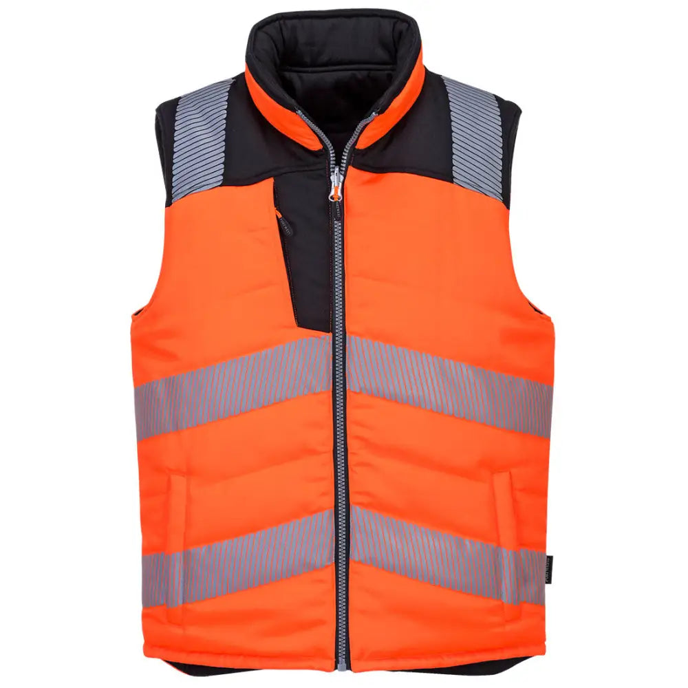 Portwest PW3 Hi-Vis Reversible Bodywarmer - Orange/Black / L