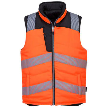 Portwest PW3 Hi-Vis Reversible Bodywarmer - Orange/Black / L