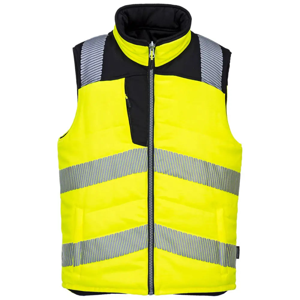 Portwest PW3 Hi-Vis Reversible Bodywarmer - Yellow/Black / L