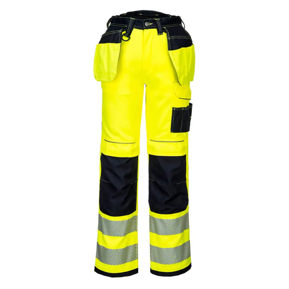 Portwest PW3 Hi-Vis Stretch Holster Pocket Trousers - Yellow/Black / 28