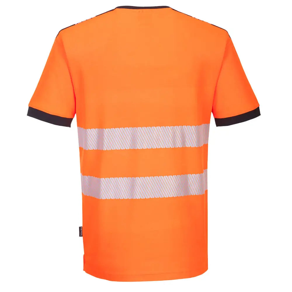 Portwest PW3 Hi-Vis V-Neck Mesh Insert T-Shirt S/S - Orange/Black / 4XL