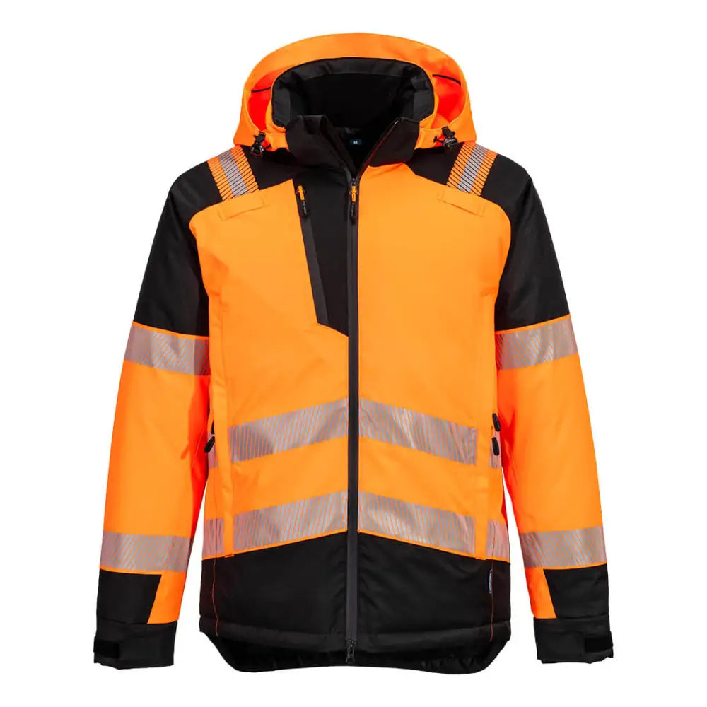 Portwest PW3 Hi-Vis Winter Jacket - Orange/Black / 4XL