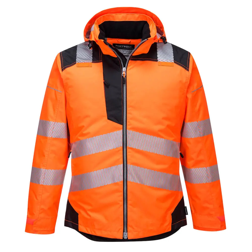 Portwest PW3 Hi-Vis Winter Jacket - Orange/Black / 4XL