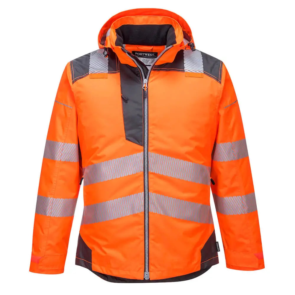 Portwest PW3 Hi-Vis Winter Jacket - Orange/Grey / L