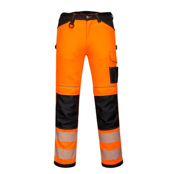 Portwest PW3 Hi-Vis Women’s Stretch Work Trousers - Orange/Black / 26