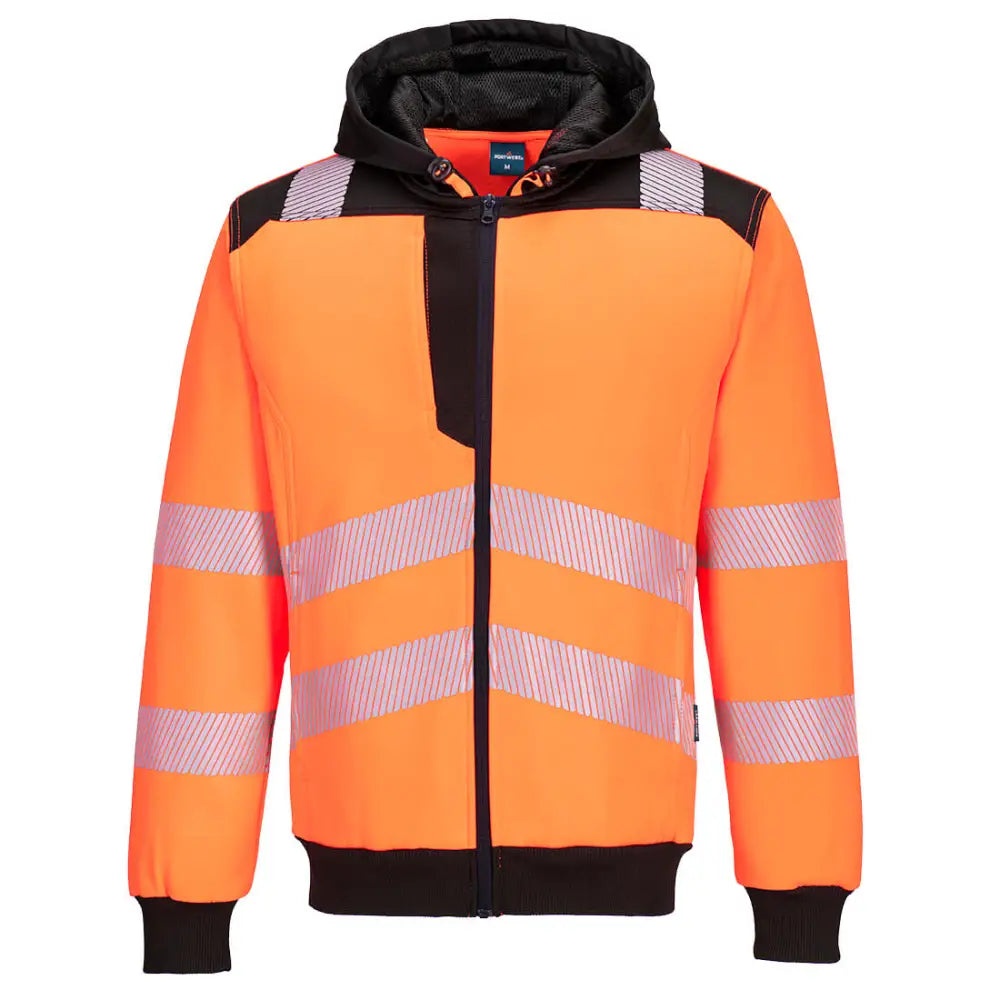 Portwest PW3 Hi-Vis Zip Hoodie - Orange/Black / 4XL