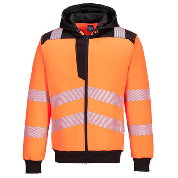 Portwest PW3 Hi-Vis Zip Hoodie - Orange/Black / 4XL
