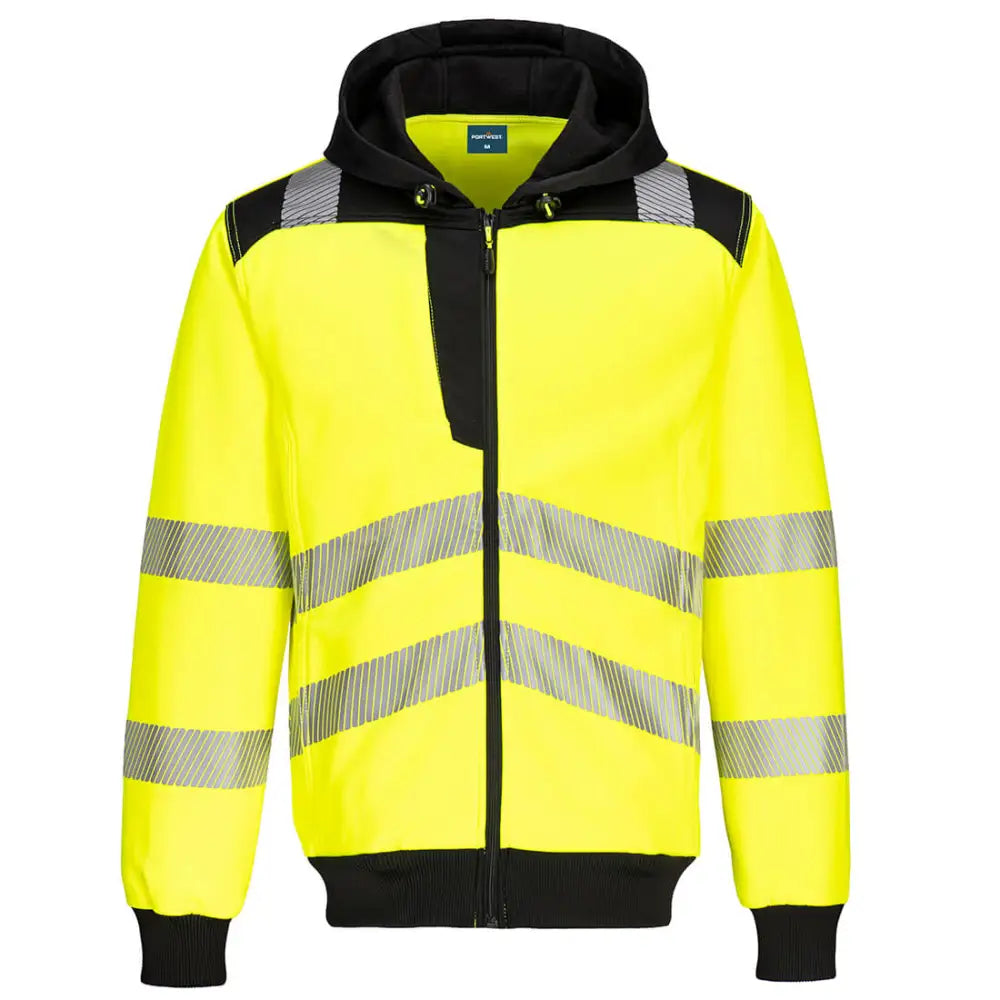 Portwest PW3 Hi-Vis Zip Hoodie - Yellow/Black / 4XL
