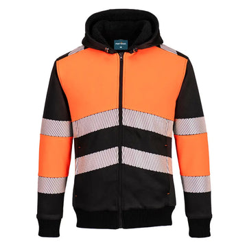 Portwest PW3 Zipped Class 1 Winter Hoodie - Orange/Black / 4XL
