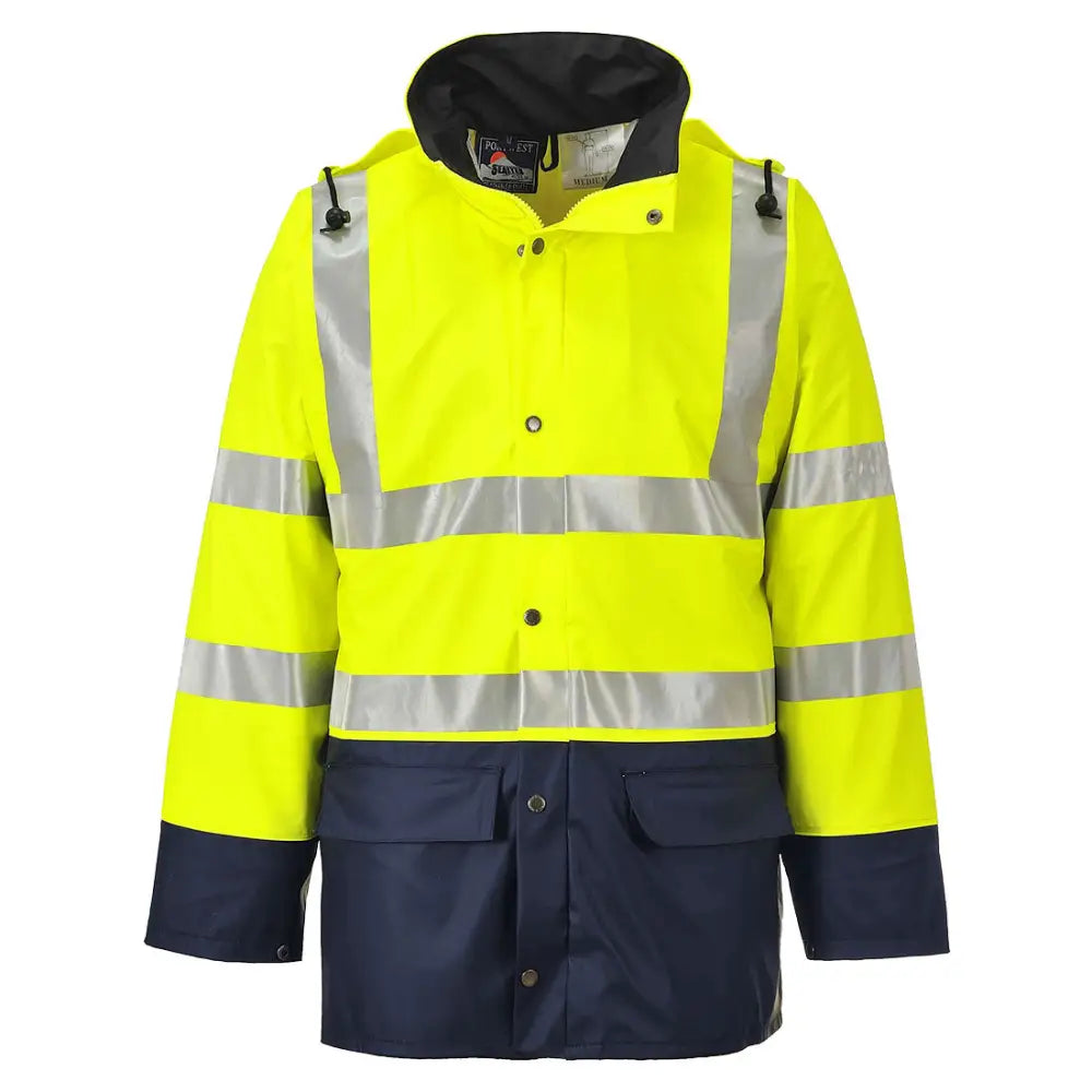 Portwest Sealtex Ultra Hi-Vis Contrast Rain Jacket - Yellow/Navy / L
