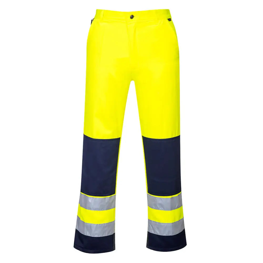 Portwest Seville Hi-Vis Contrast Work Trousers - Yellow/Navy / L
