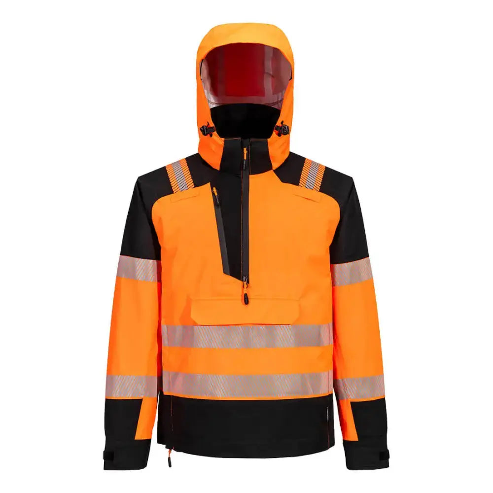 Portwest T161 - PW3 Hi-Vis Overhead Rain Jacket (3L) - Orange/Black / 4XL