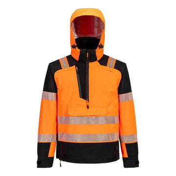 Portwest T161 - PW3 Hi-Vis Overhead Rain Jacket (3L) - Orange/Black / 4XL
