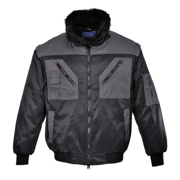 Portwest Two Tone Pilot Jacket - Black/Grey / 4XL