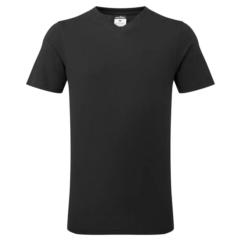 Portwest V-Neck Cotton T-Shirt - Black / L