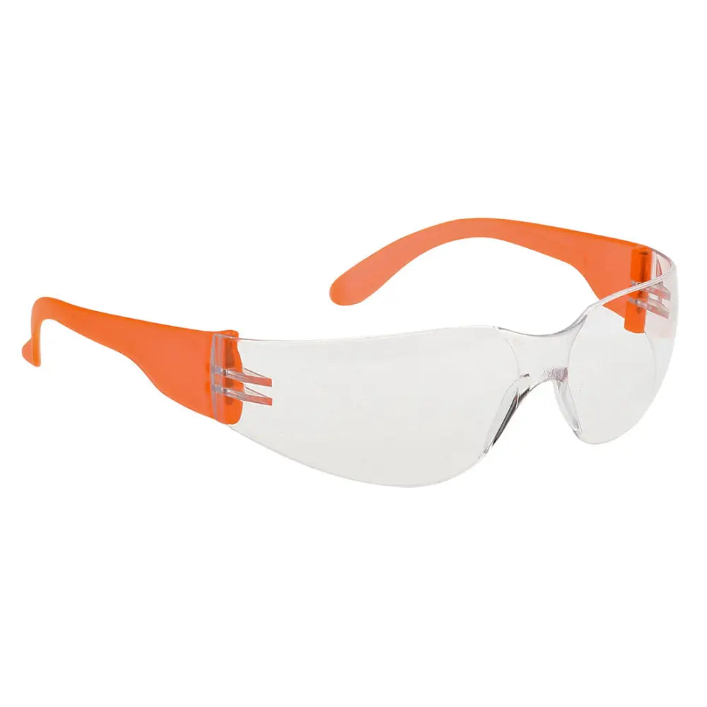 Portwest Wrap Around Spectacles - Clear/Orange Hi-Vis