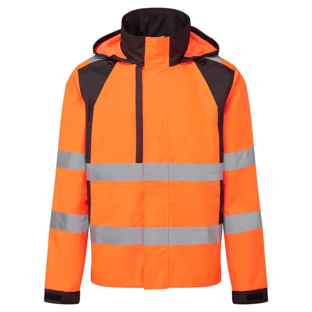 Portwest WX2 Eco Hi-Vis Rain Jacket - Orange/Black / L