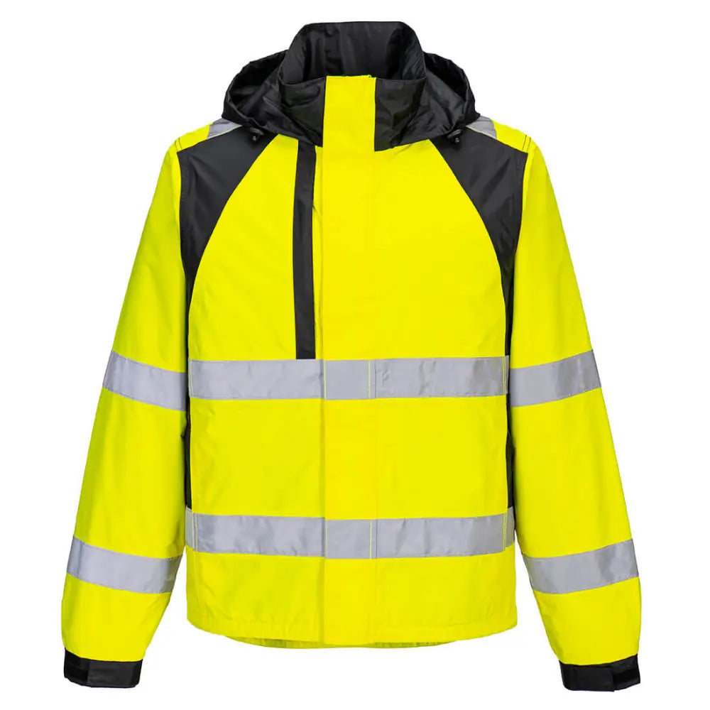 Portwest WX2 Eco Hi-Vis Rain Jacket - Yellow/Black / L