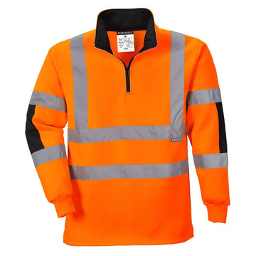 Portwest Xenon Hi-Vis Rugby Shirt - Orange / 4XL