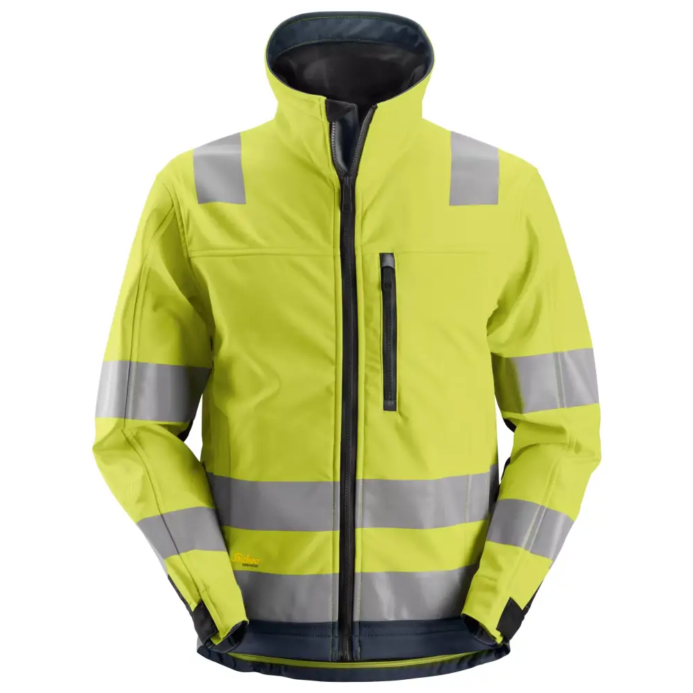 Snickers AllroundWork High-Vis Softshell Jacket Class 3 1230 - High Visibility Yellow - Navy - 6695 / XS