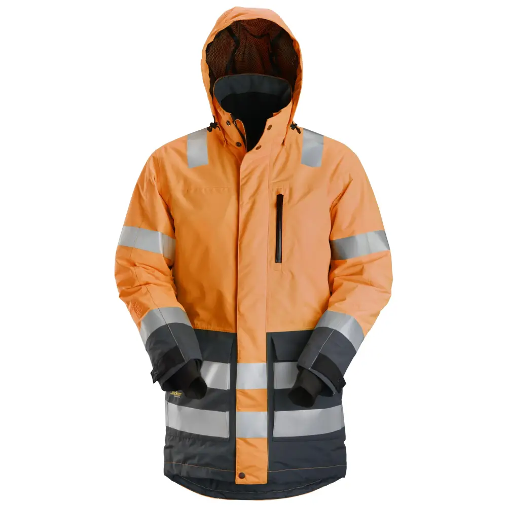 Snickers AllroundWork High-Vis Waterproof Parka Class 3 1830 - High vis orangeSteel grey - 5558 / XS
