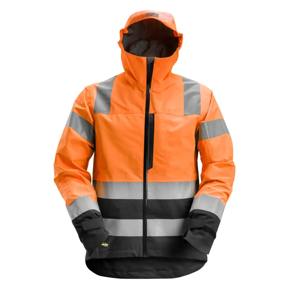 Snickers AllroundWork High-Vis Waterproof Shell Jacket Class 3 1330 - High vis orangeBlack - 5504 / XS
