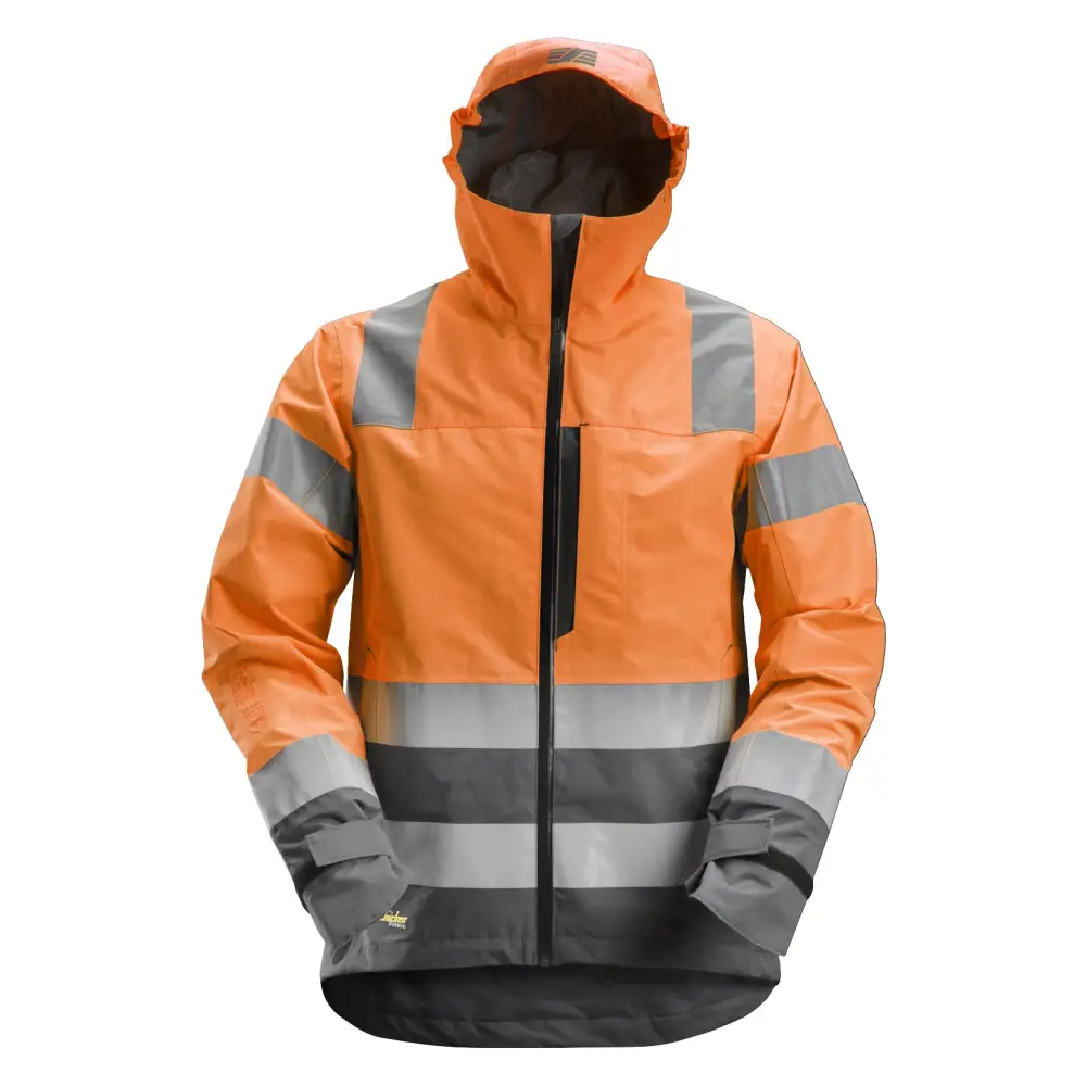 Snickers AllroundWork High-Vis Waterproof Shell Jacket Class 3 1330 - High vis orangeBlack - 5504 / XS