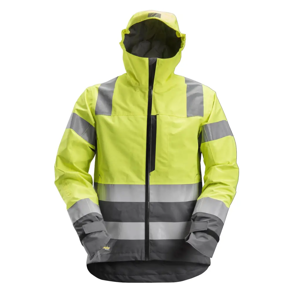 Snickers AllroundWork High-Vis Waterproof Shell Jacket Class 3 1330 - High vis yellowSteel grey - 6658 / S