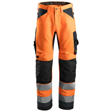 Snickers AllroundWork High-Vis Work Trousers+ Class 2 6331 - High vis orangeSteel grey - 5558 / 44
