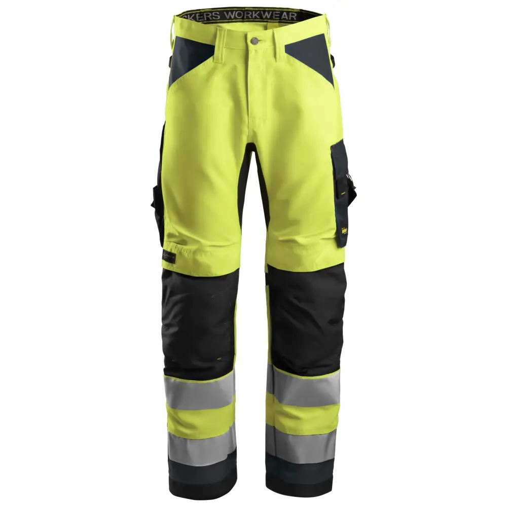 Snickers AllroundWork High-Vis Work Trousers+ Class 2 6331 - High vis yellowSteel grey - 6658 / 44