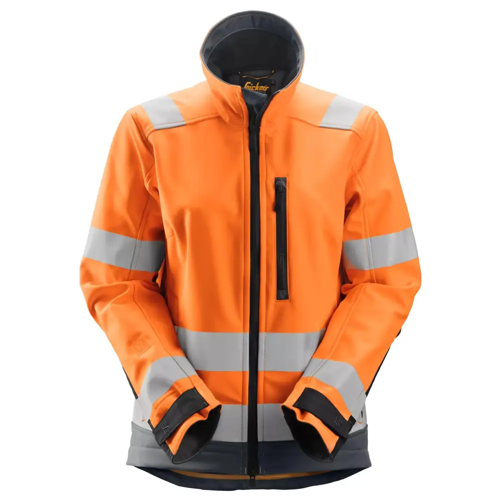Snickers AllroundWork Women’s High-Vis Softshell Jacket Class 2/3 1237 - High vis orangeSteel grey - 5558 / XS