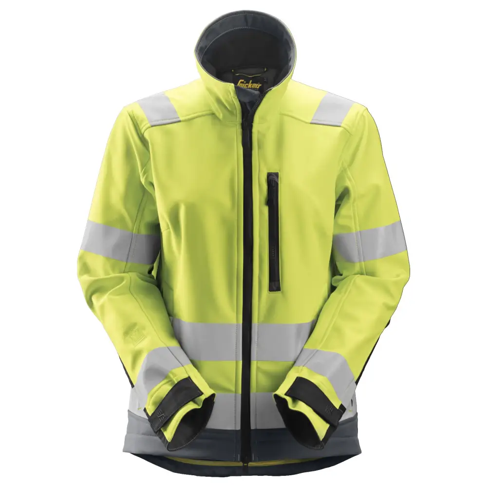 Snickers AllroundWork Women’s High-Vis Softshell Jacket Class 2/3 1237 - High vis yellowSteel grey - 6658 / XS
