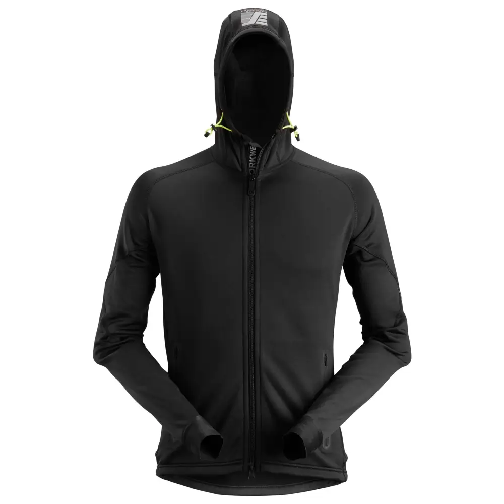 Snickers FlexiWork Polartec® Power Stretch® 2.0 Full Zip Fleece Hoodie 8002 - 0400 - Black / XS