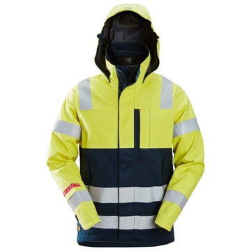 Snickers ProtecWork Waterproof Shell Jacket High-Vis Class 3 1361 - High Visibility Yellow - Navy - 6695 / XS