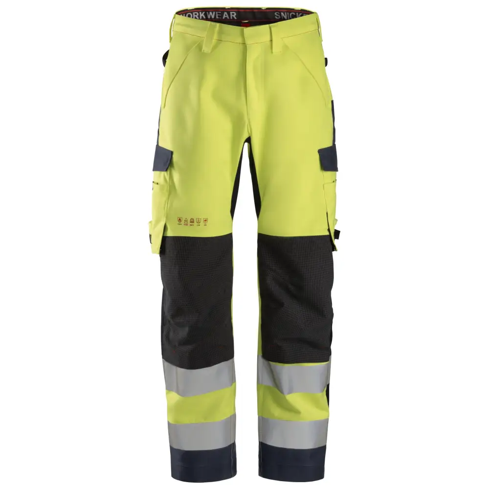 Snickers ProtecWork Waterproof Shell Trousers High-Vis Class 2 6563 - High Visibility Yellow - Navy - 6695 / 44