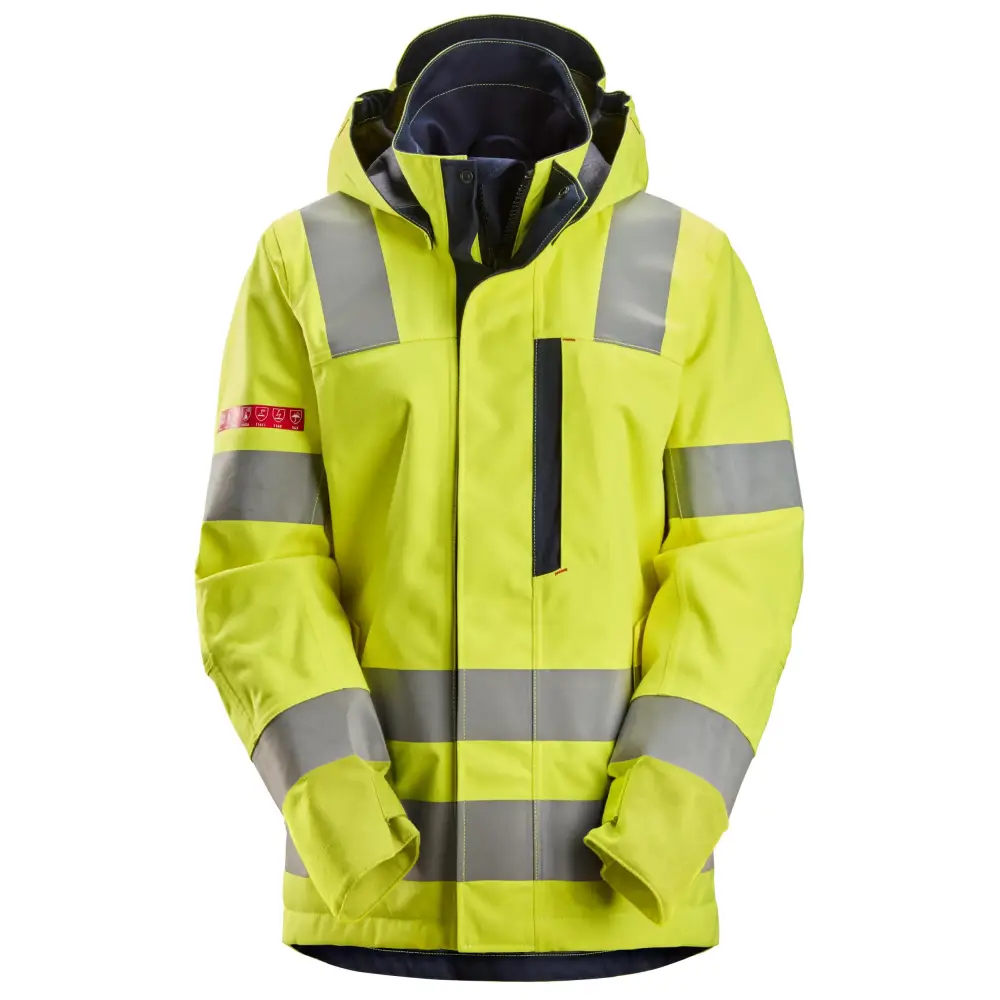 Snickers ProtecWork Women’s Waterproof Shell Jacket High-Vis Class 3 1368 - High Visibility Yellow - Navy - 6695 / XS