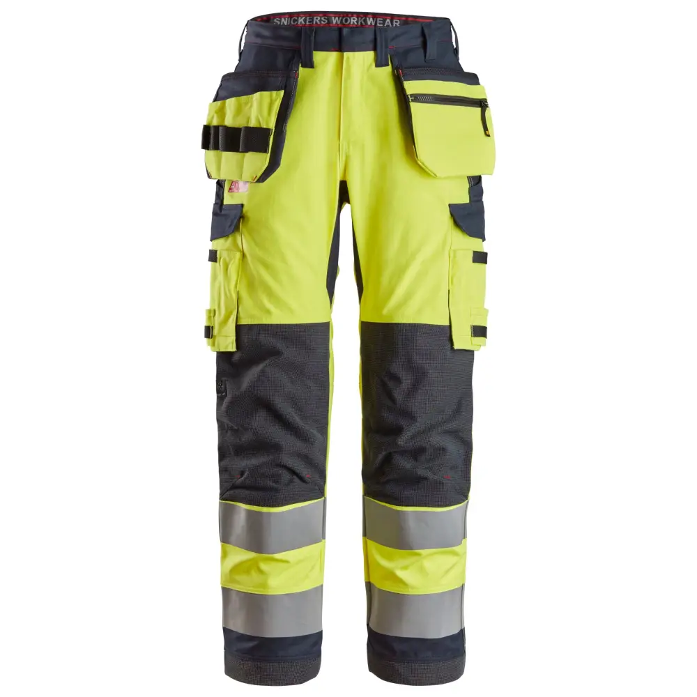 Snickers ProtecWork Work Trousers Holster Pockets Equal Leg Pockets High-Vis Class 2 6261 - High Visibility Yellow