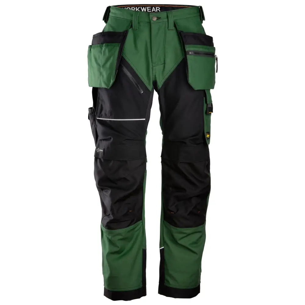 Snickers RuffWork Canvas+ Work Trousers+ Holster Pockets 6214 - Forest GreenBlack - 3904 / 44